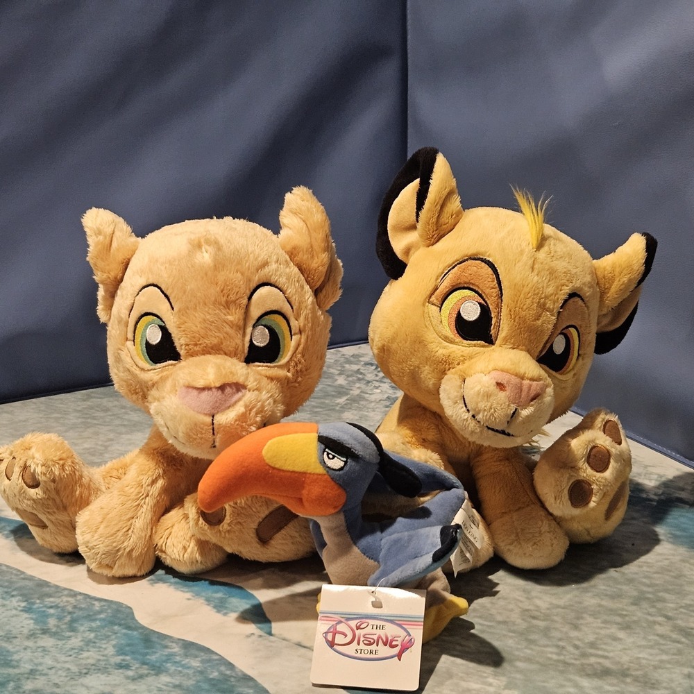 Disney‎ Parks Lion King Simba Nala Zazu Plush Bundle 3 Pc Big Feet Disney Store